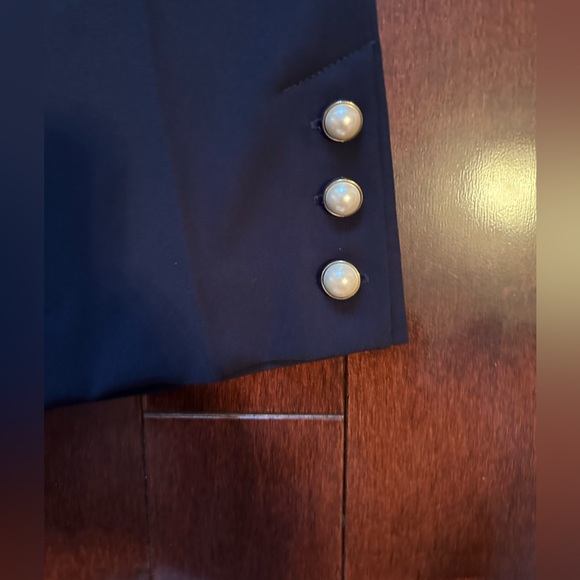 ✨BNWT✨ Zara Pearl button detail navy pants size L - Picture 2 of 7